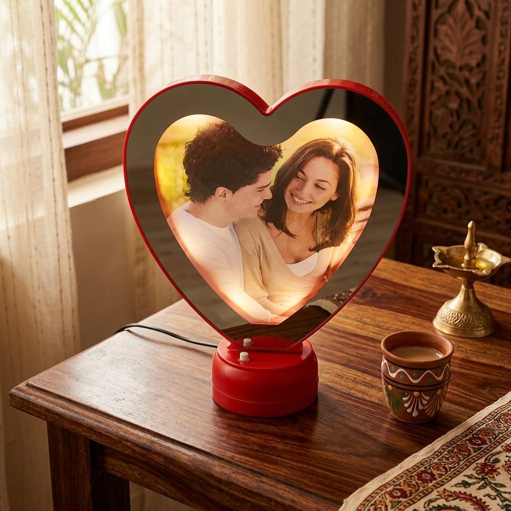 Personalized Red Magic Mirror — lifestyle photo in real gifting setting
