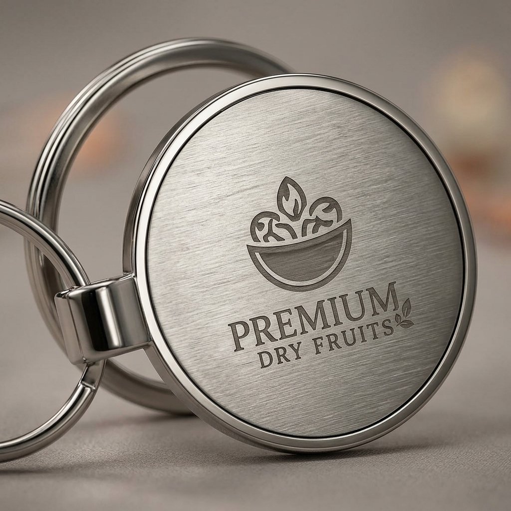 Personalised Round Metal Logo Keychain — Corporate Bulk Gift — close-up detail view showing personalisation and craftsmanship