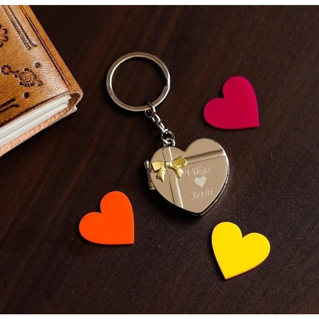 Personalized Love Shape Photo Locket Key