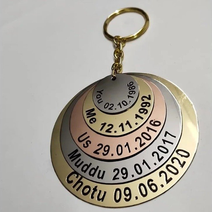 Personalized Metal Keychain for Him with Important Dates | Birthday Anniversary Wedding Gift for Husband Boyfriend Brother