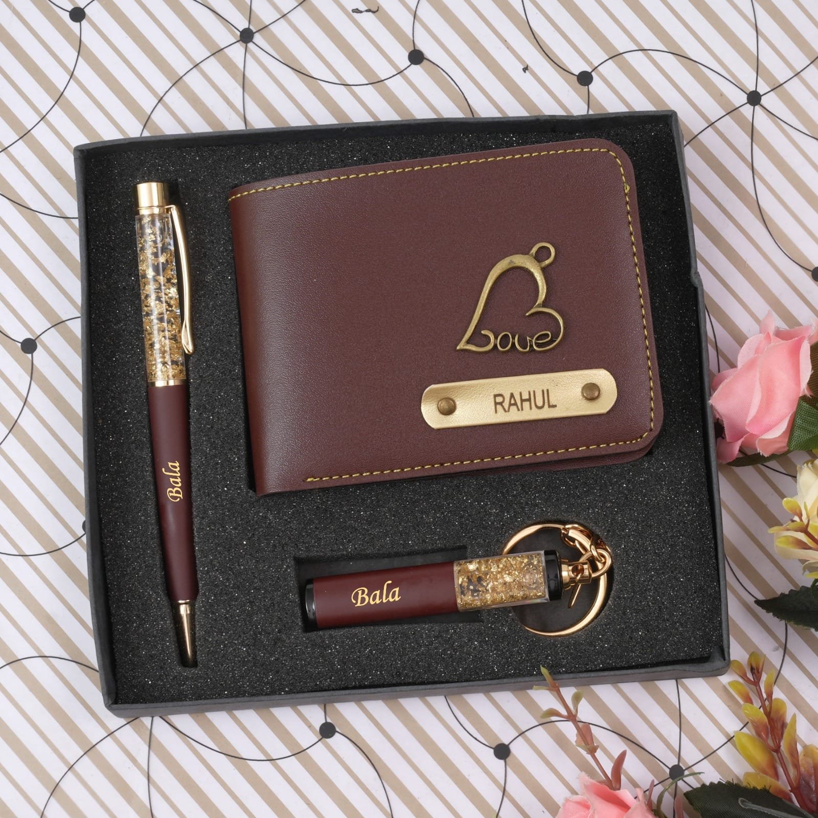 Anniversary gift for him with wallet, pen and keychain combo