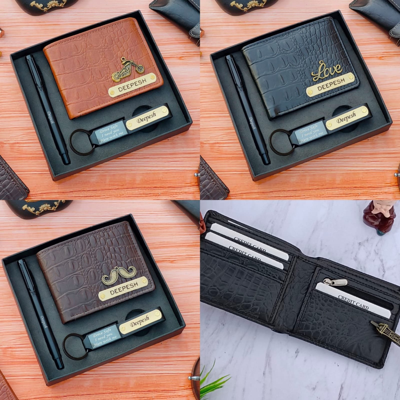 Personalised Crock 3.0 wallet stylish pen and beeta keychain premium combo