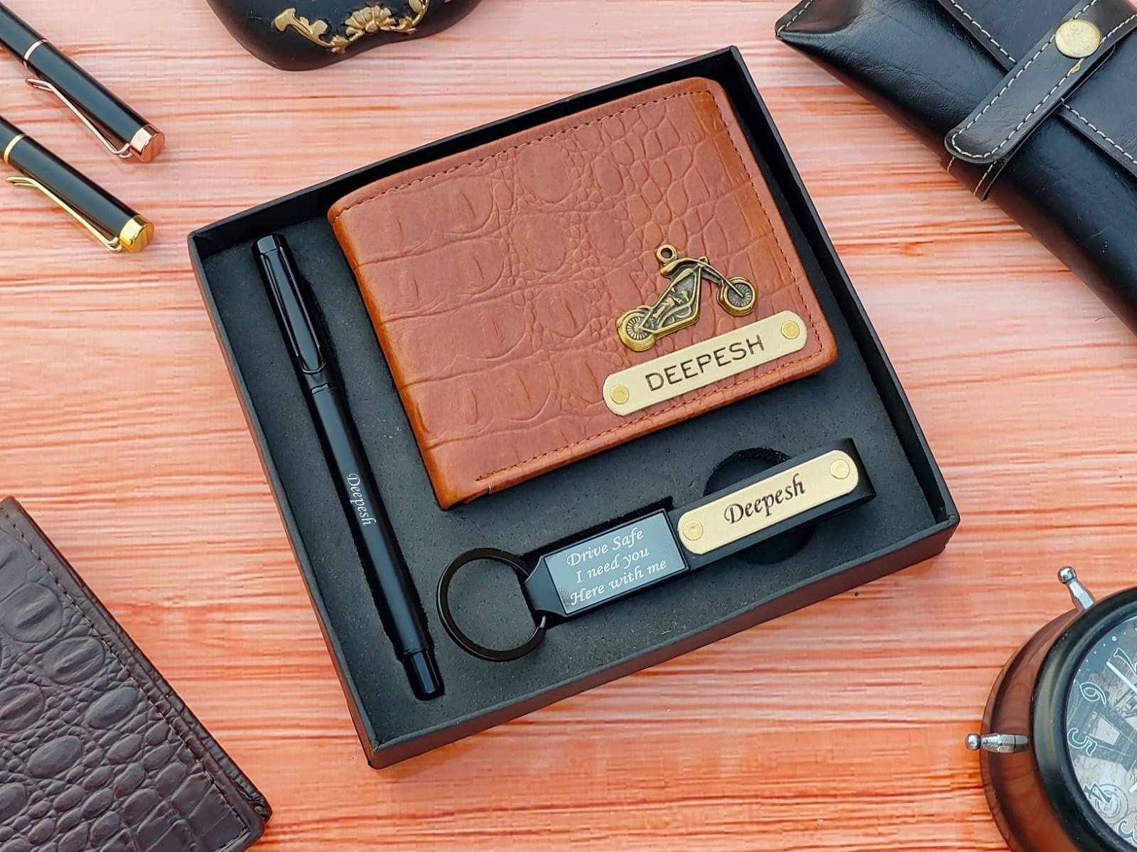 Crock 3.0 Wallet + Stylish Pen + Keychain – 3-in-1 Men's Gift Combo | Birthday Anniversary Gift for Husband Boyfriend — personalised corporate bulk gift with logo engraving, India