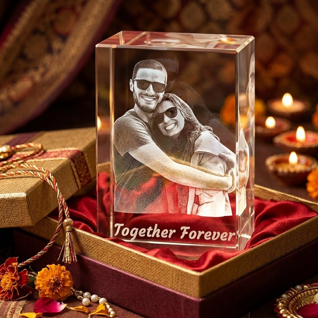 Custom 3D Photo Crystal – Together Forever Gift for Girlfriend — gift-ready presentation suitable for special occasions