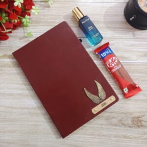 Personalised diary with Bellavita perfume and chocolate gift hamper