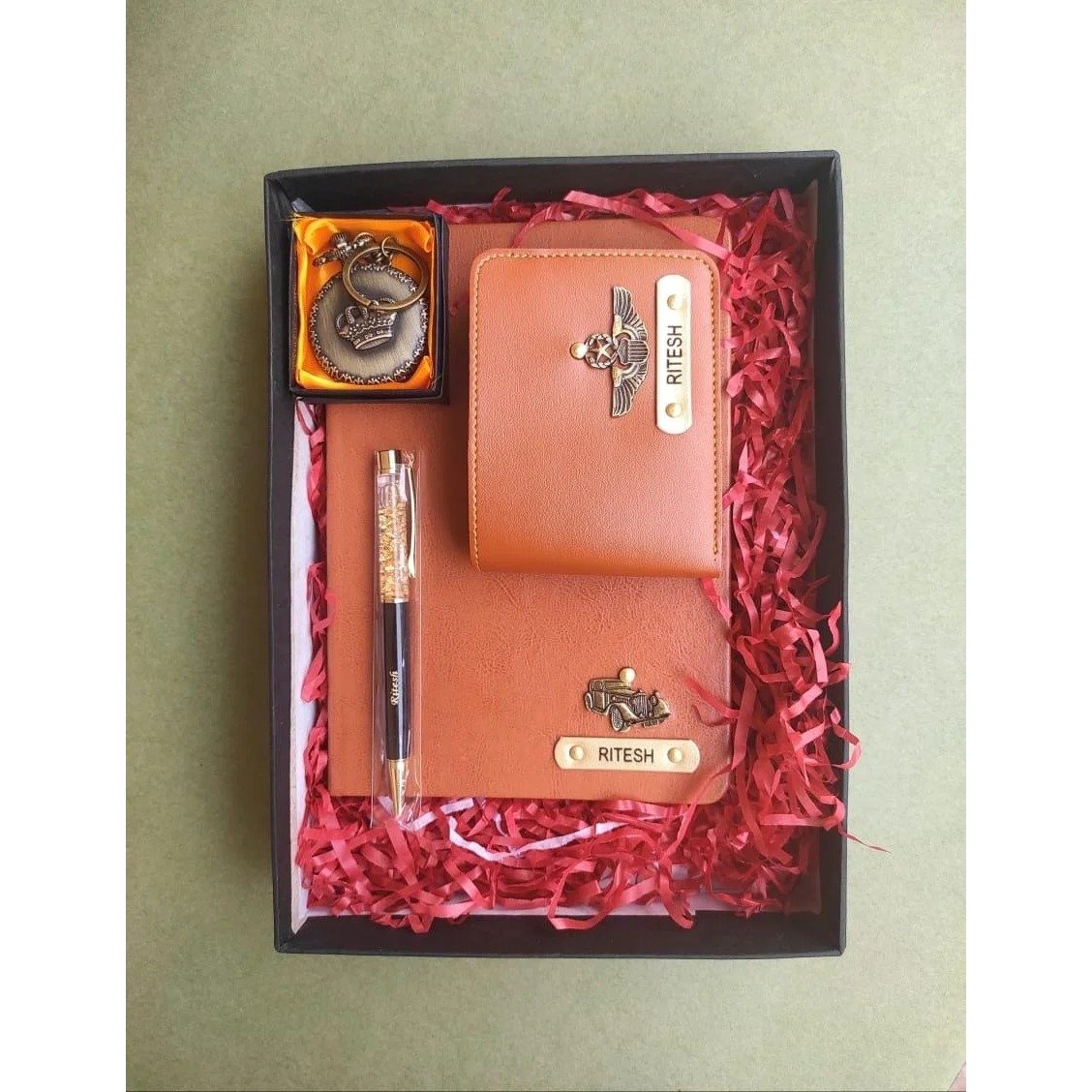 Personalised diary pen antique watch and wallet 4 piece combo for men 3
