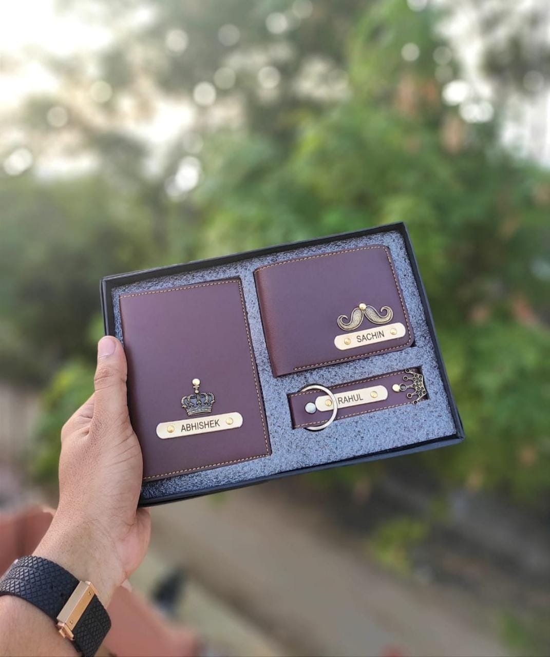 Faux Leather Wallet Combo Set (2 Wallets) – Personalised Men's Gift Combo | Birthday Gift for Husband Brother Friend — personalised corporate bulk gift with logo engraving, India