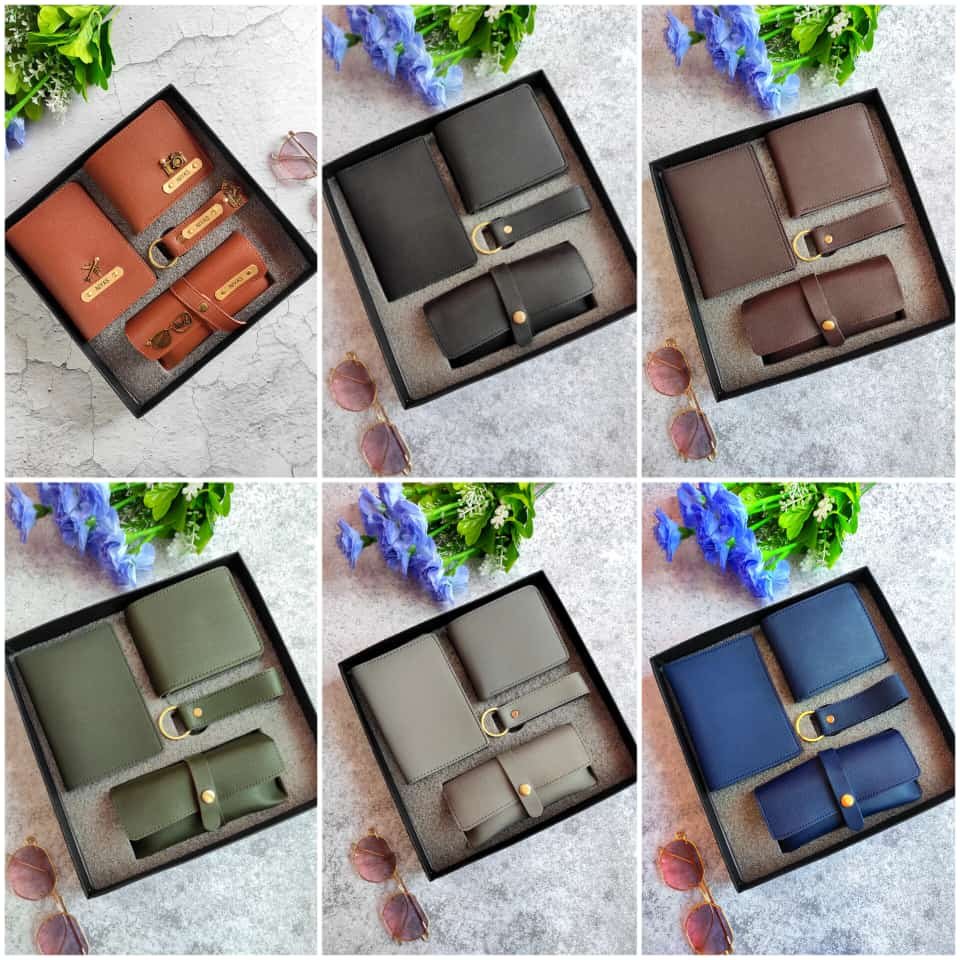 Personalised imported leather 4 piece combo for men