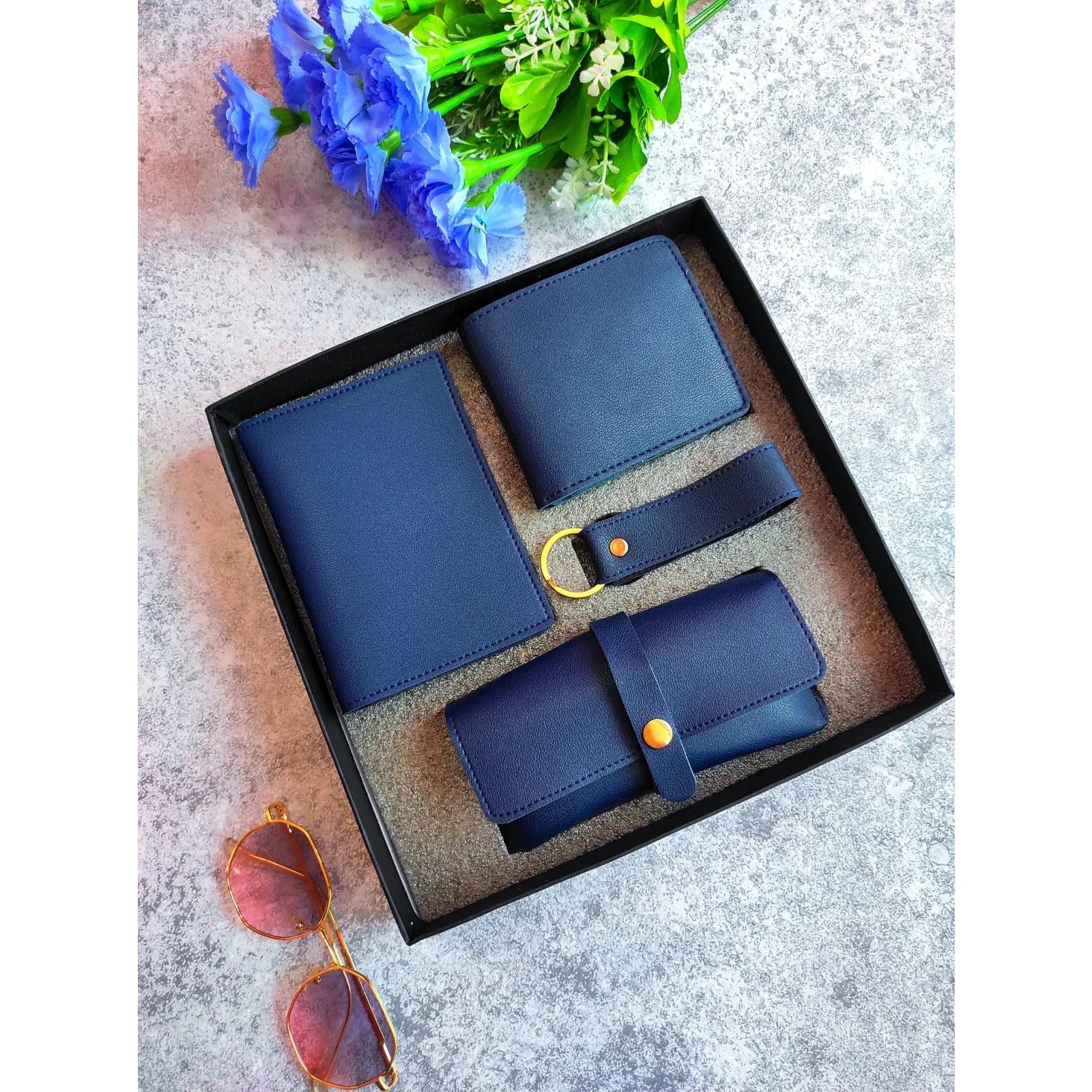 Personalised imported leather 4 piece combo for men 4
