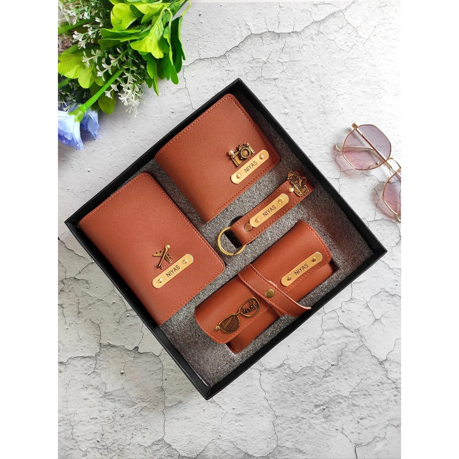 Personalised imported leather 4 piece combo for men 6