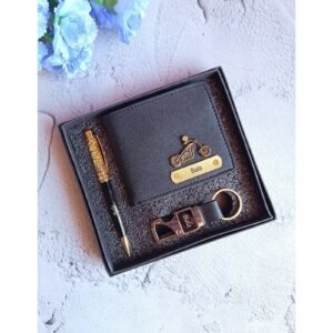 Imported Leather Wallet + Pen + Metal Ke