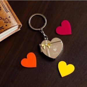Personalized Love Shape Photo Locket Keychain | Birthday Anniversary Valentine Gift for Couple Husband Wife