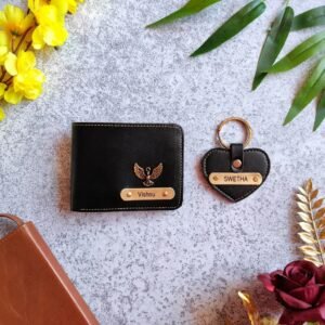 Men's Faux Leather Wallet + Heart Keychain Gift Combo – Birthday Anniversary Gift for Husband Boyfriend — gift-ready presentation suitable for special occasions