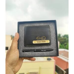 Men's Faux Leather Wallet + Pen Gift Com