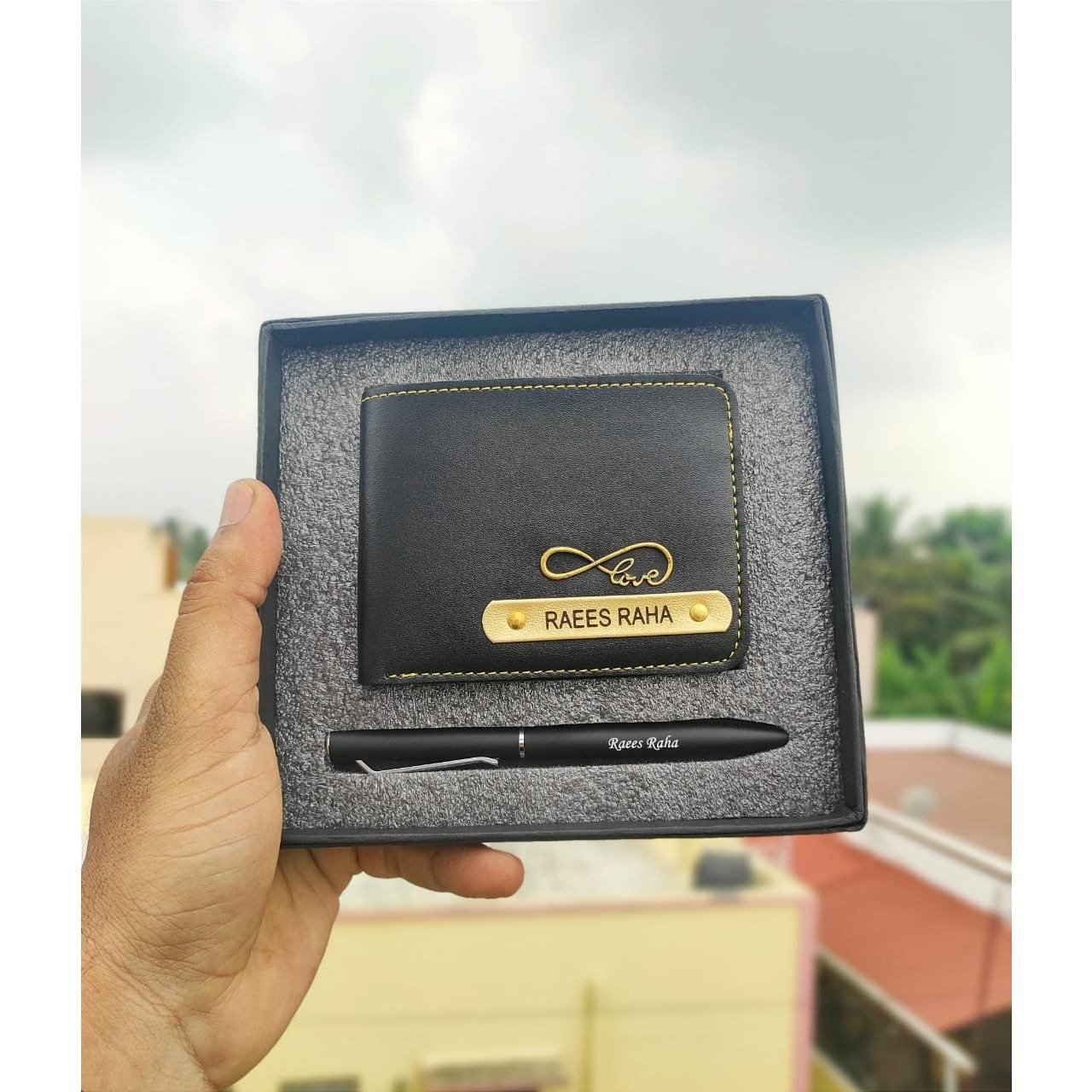 Men's Faux Leather Wallet + Pen Gift Com