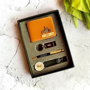 Men's Wallet + Metal Keychain + Pen + Watch – 4-Piece Personalised Gift Combo — gift-ready presentation suitable for special occasions