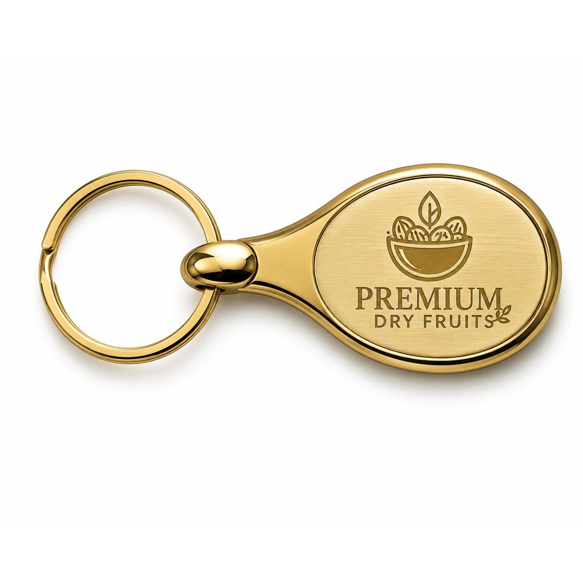 Personalised Oval Metal Logo Keychain (Gold) for corporate bulk gifting