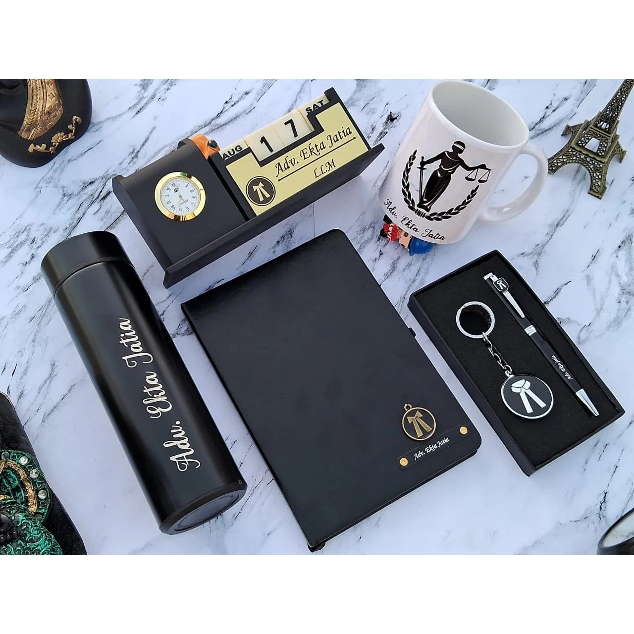 personalised advocate gift diary pen bottle keychain sunglasses combo 3