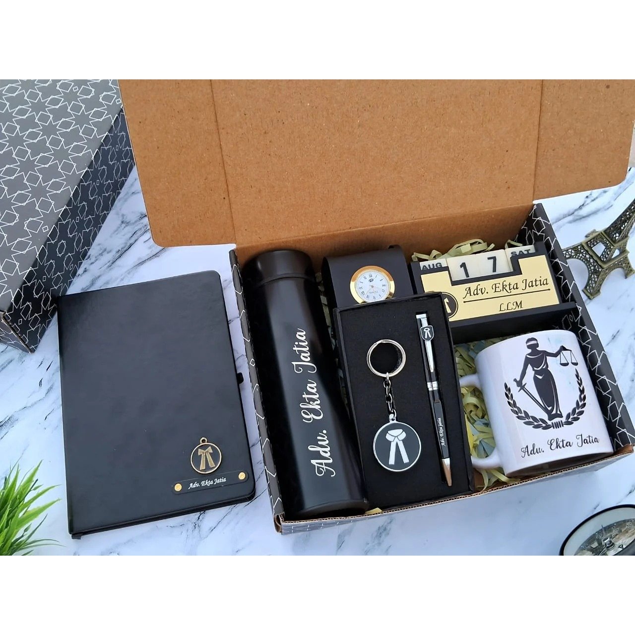 personalised advocate gift diary pen bottle keychain sunglasses combo 4