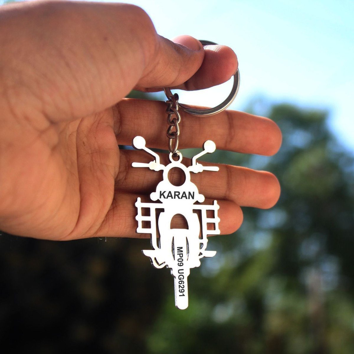Personalised Metal Bullet Motorcycle Engraved Keychain