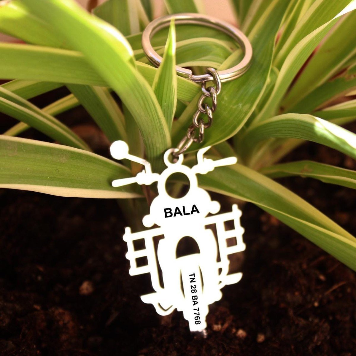 Personalised Metal Bullet Motorcycle Engraved Keychain