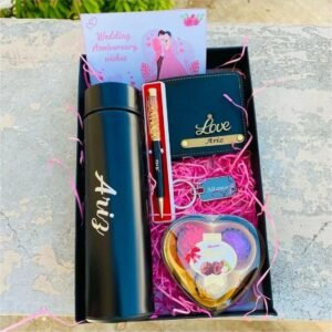 Personalised Card Holder, Pen & Chocolate Gift Box | Valentine Anniversary Gift for Her