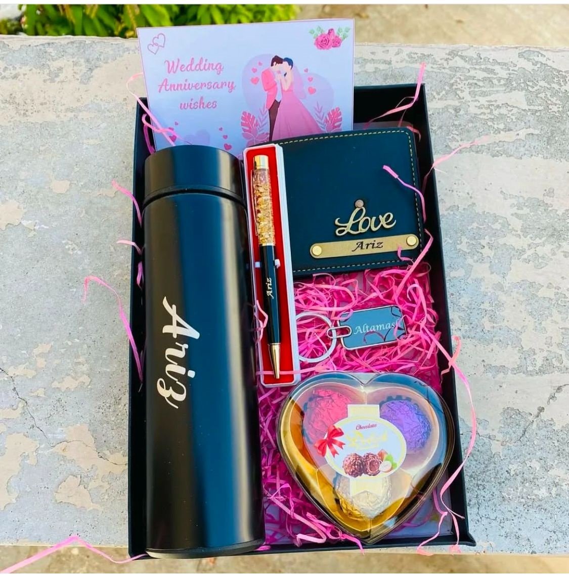 personalised card holder pen chocolate gift box her personalised gift combo