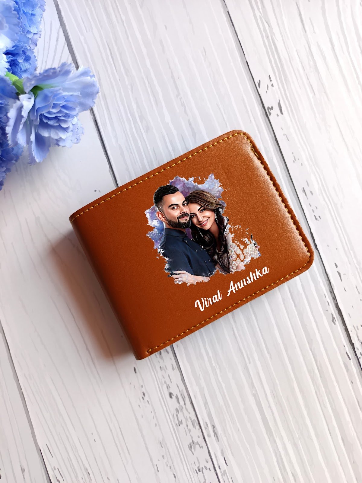 personalised colour photo leather wallet name personalised gift combo