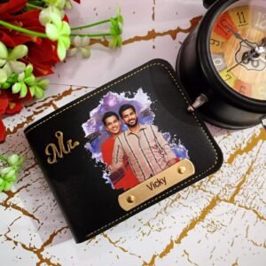 personalised colour photo leather wallet name personalised gift combo