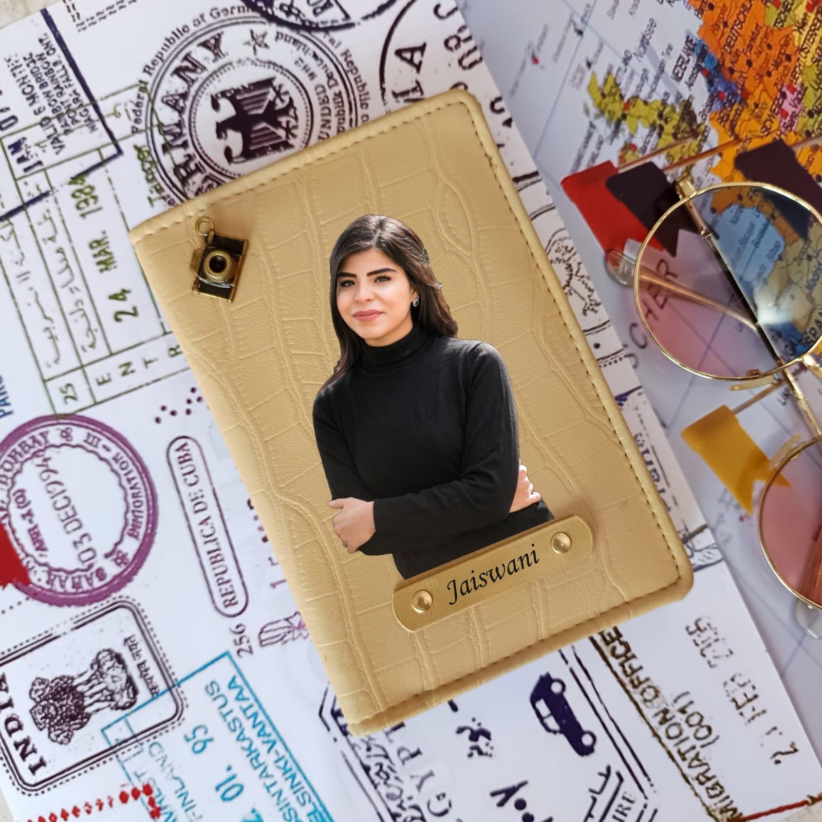 personalised colour photo passport holder name personalised gift combo