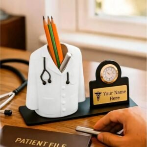 Personalised Doctor Coat Mug with Name Plate & Watch | Doctor's Day Gift for Doctors