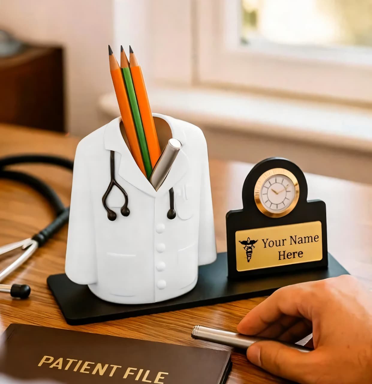 personalised doctor coat mug name plate watch combo personalised gift combo