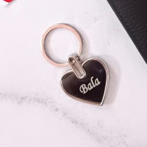 Personalised Heart Steel Engraved Name Keychain