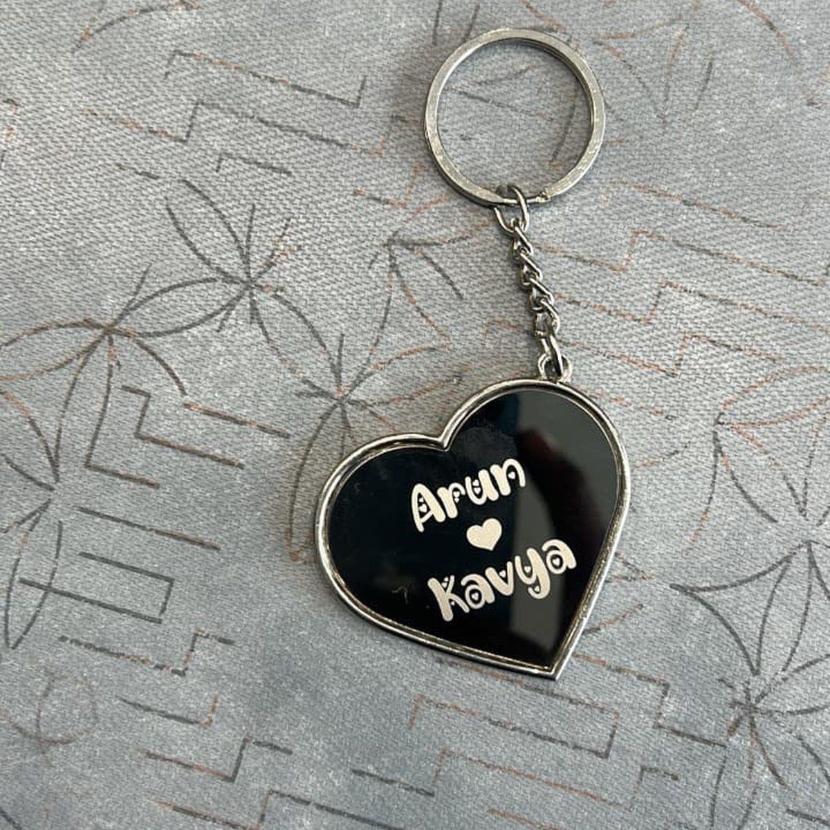 Personalised Heart Steel Engraved Name Keychain