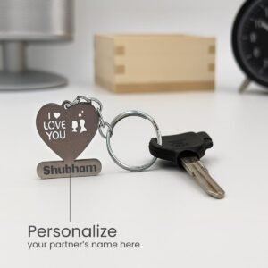 Personalised I Love You Steel Engraved Name Keychain