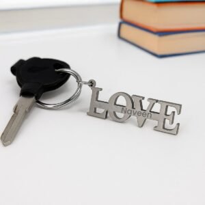 Personalised I Love You Steel Engraved Name Keychain