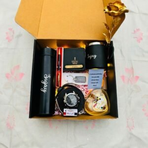 Personalised Men's Bottle, Perfume, Wallet, Watch & Rose Gift Hamper — gift-ready presentation suitable for special occasions