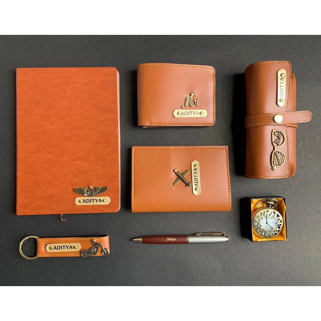personalised mens diary antique watch pen card holder combo 3