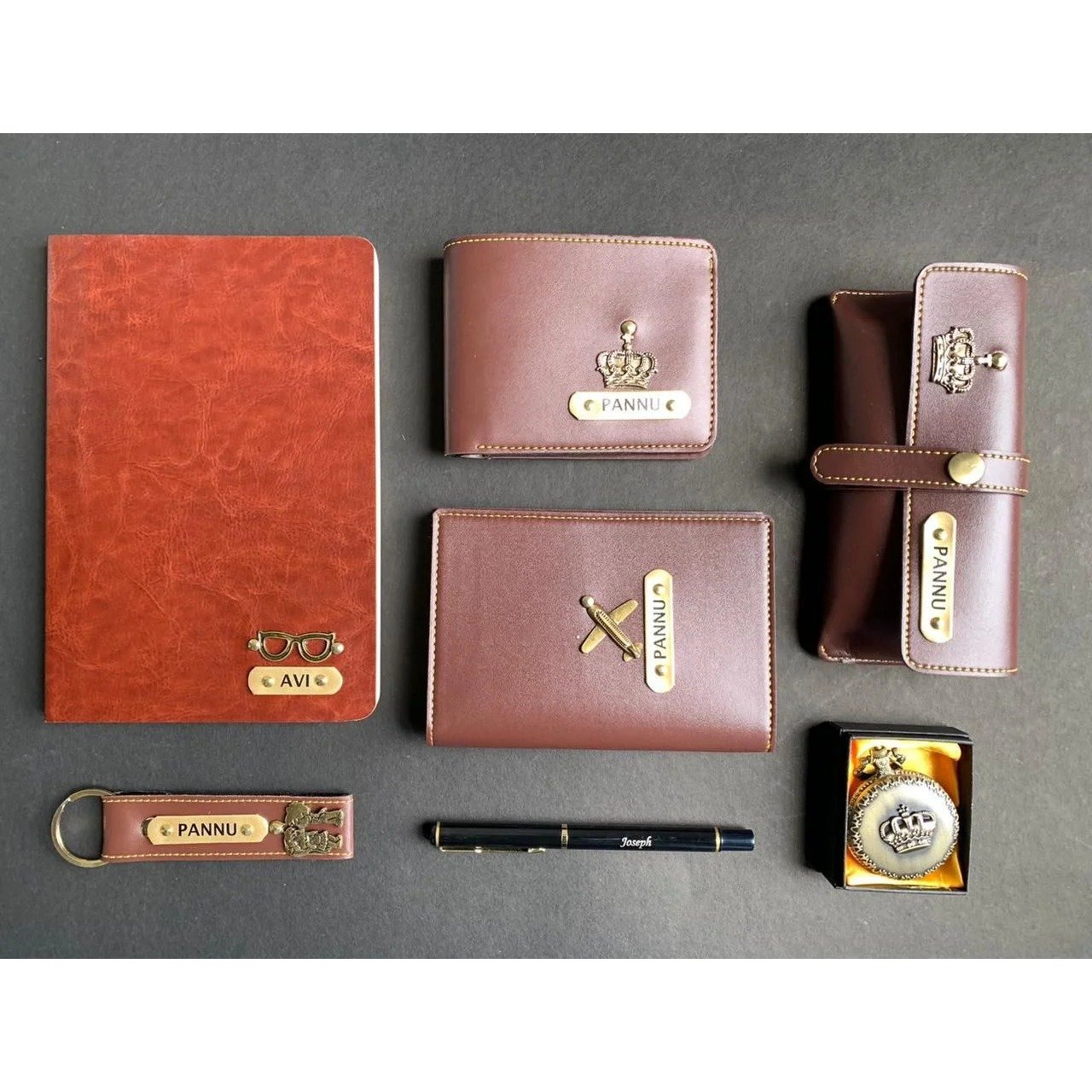 personalised mens diary antique watch pen card holder combo 4