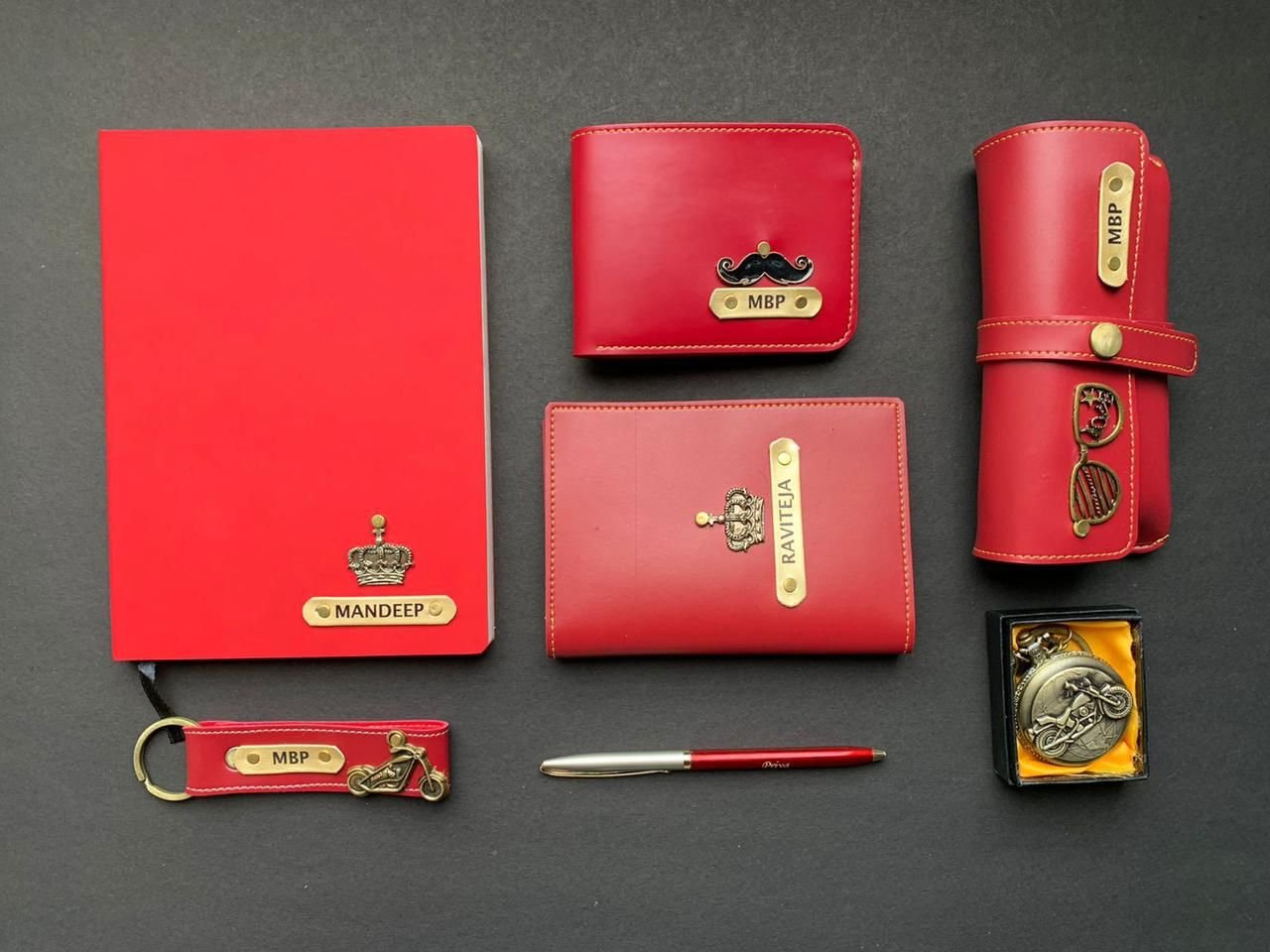 Personalised Men's Diary, Antique Watch, Pen & Card Holder Combo | Birthday Gift for Husband Boyfriend — personalised corporate bulk gift with logo engraving, India