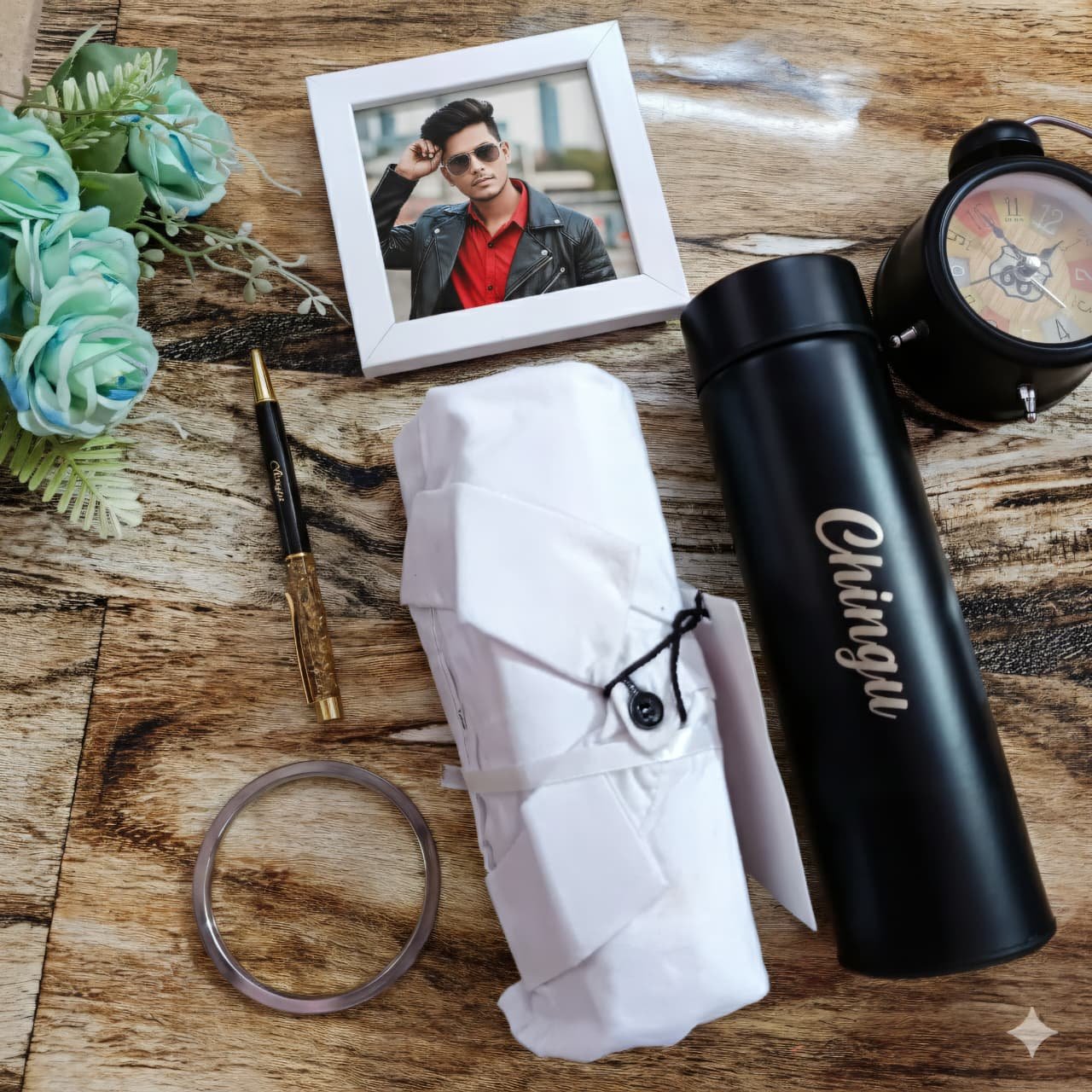 personalised mens essential diary pen bottle watch keychain combo personalised gift combo