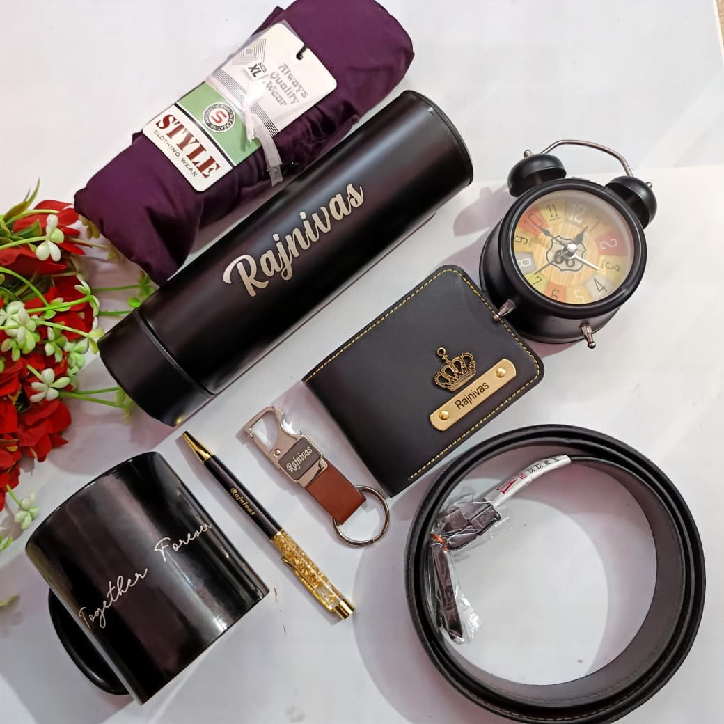 personalised mens shirt wallet antique watch belt hamper personalised gift combo