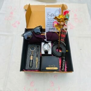 Personalised Men's Shirt, Wallet, Watch, Belt & Sunglasses Gift Hamper — gift-ready presentation suitable for special occasions
