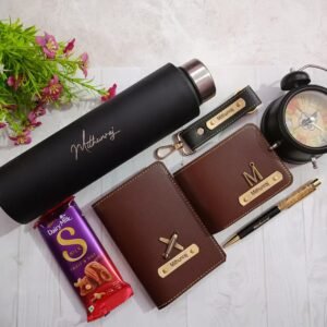 personalised mens temperature bottle wallet card holder watch combo personalised gift combo
