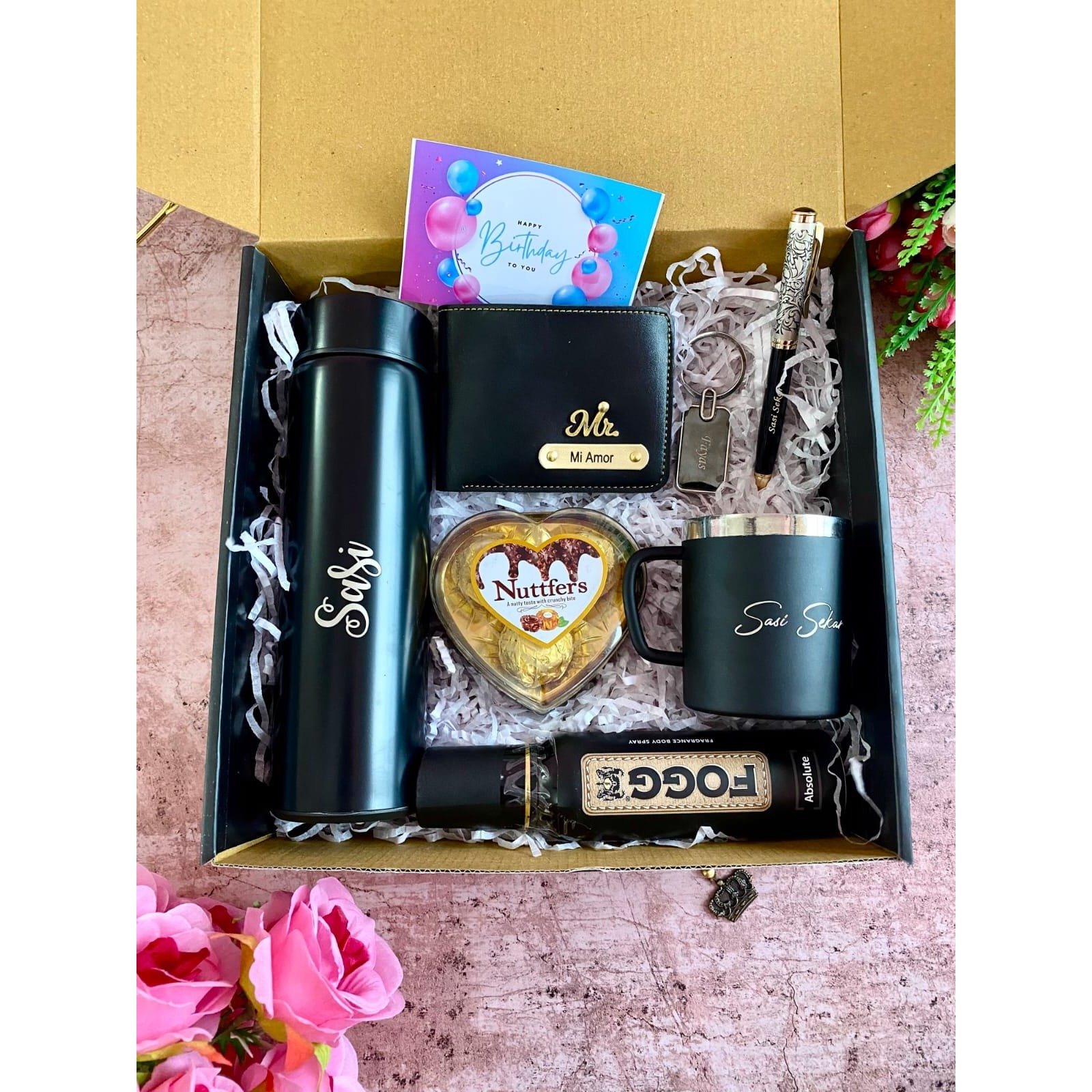 Personalised Men's Wallet, Bottle &