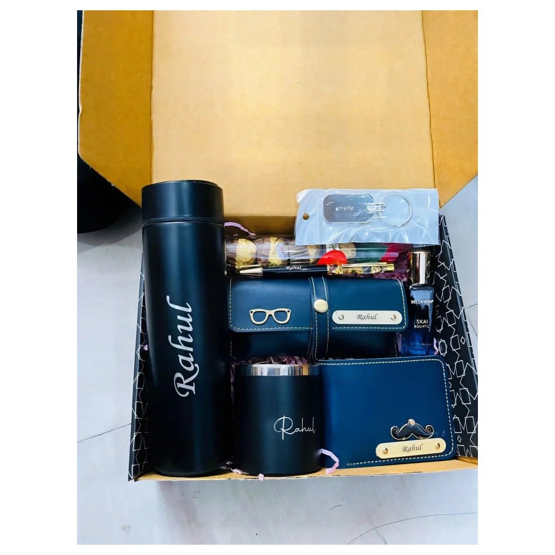 personalised mens wallet bottle watch gift hamper 8pc 2