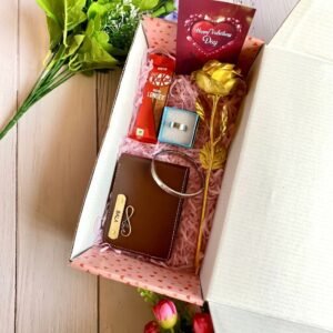 Personalised Men's Wallet, Rose & Chocolate Gift Combo — gift-ready presentation suitable for special occasions