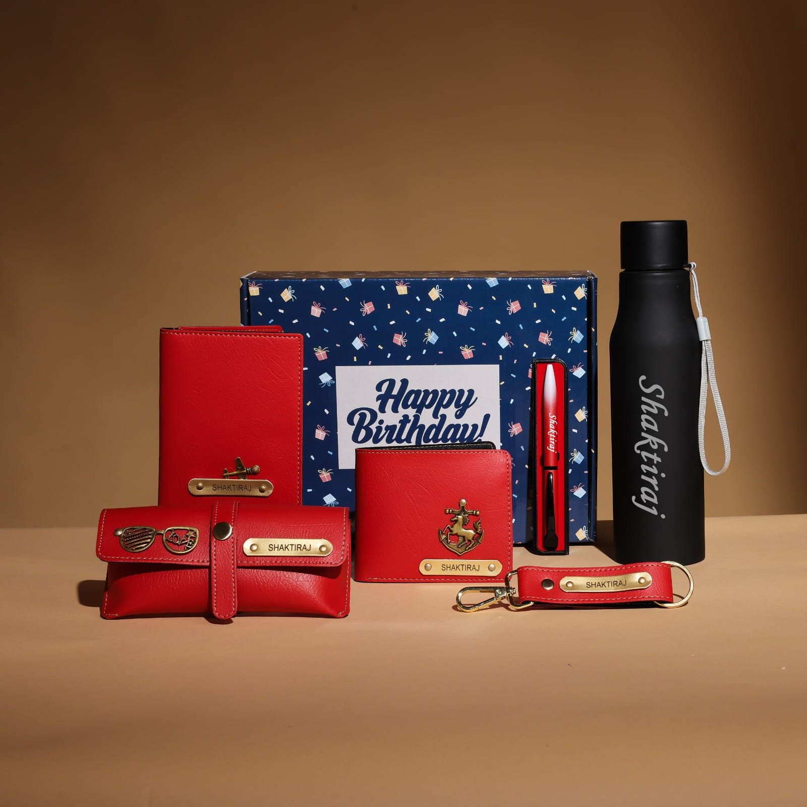 personalised nexon leather wallet bottle pen birthday box combo personalised gift combo