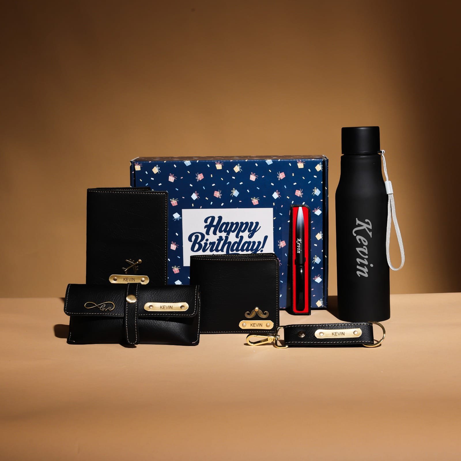 personalised nexon leather wallet bottle pen birthday box combo personalised gift combo