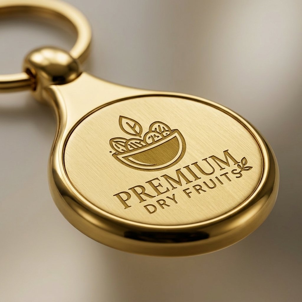 Personalised Oval Metal Logo Keychain (Gold) — Corporate Bulk Gift — close-up detail view showing personalisation and craftsmanship